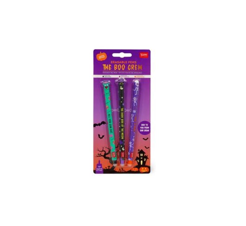 Stylo Legami The Boo Crew · Pack de 3 Monster, Kitty Witch & Skeleton