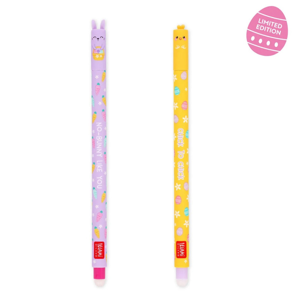 Stylo Legami Hoppy Easter 2025 · Duo effaçable Lapin & poussin